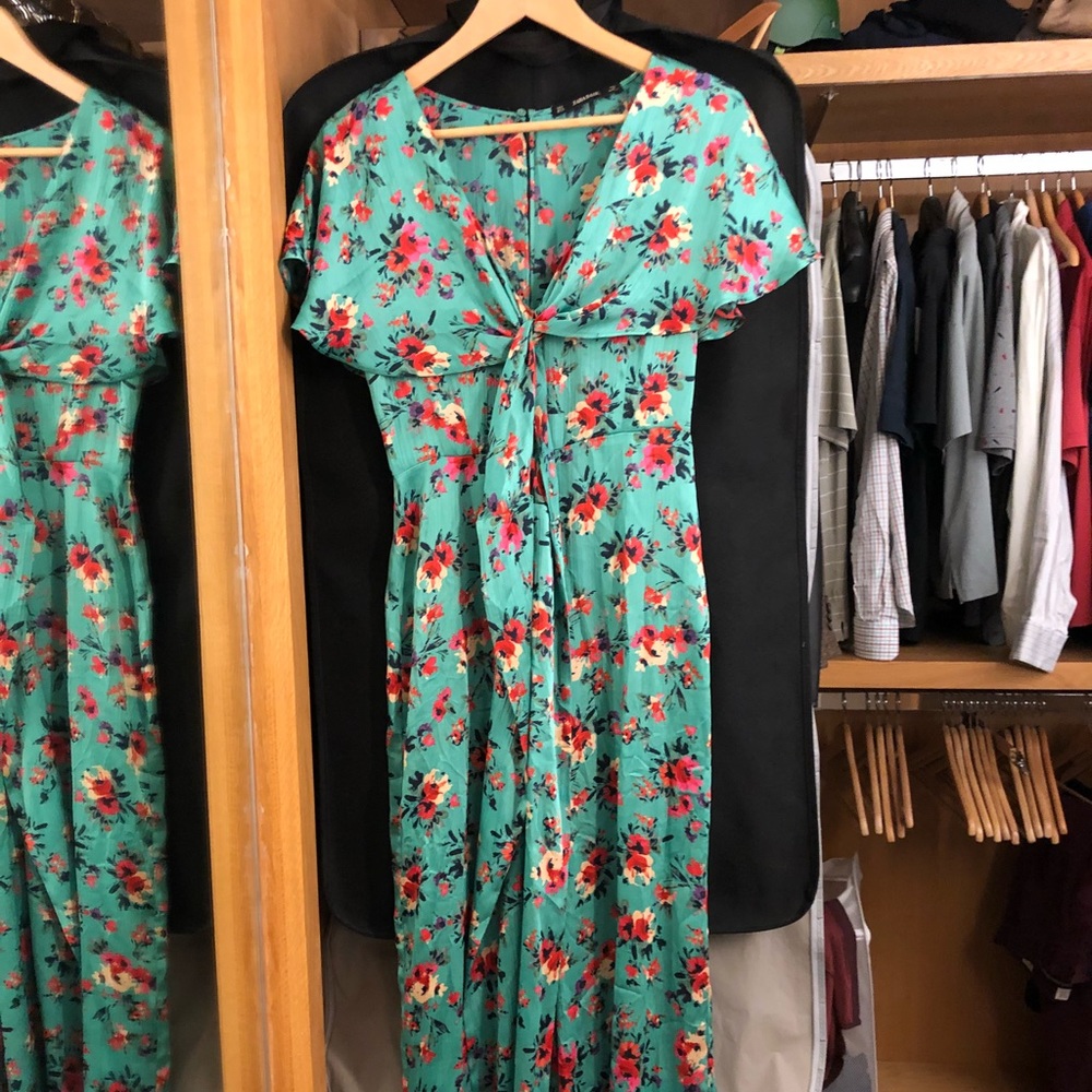 Zara floral print wrap jumpsuit